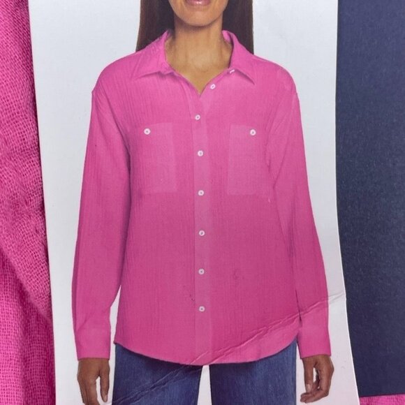 Gap Long Sleeve Pink Button-Up Shirt L 100% Cotton Lightweight d0829 - Picture 1 of 9